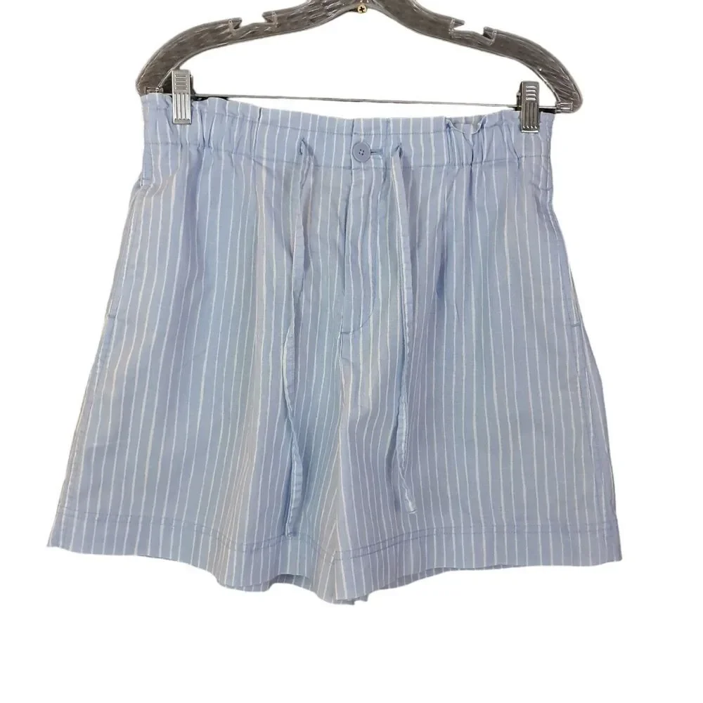 Striped Light Blue Women's Pull-On Shorts